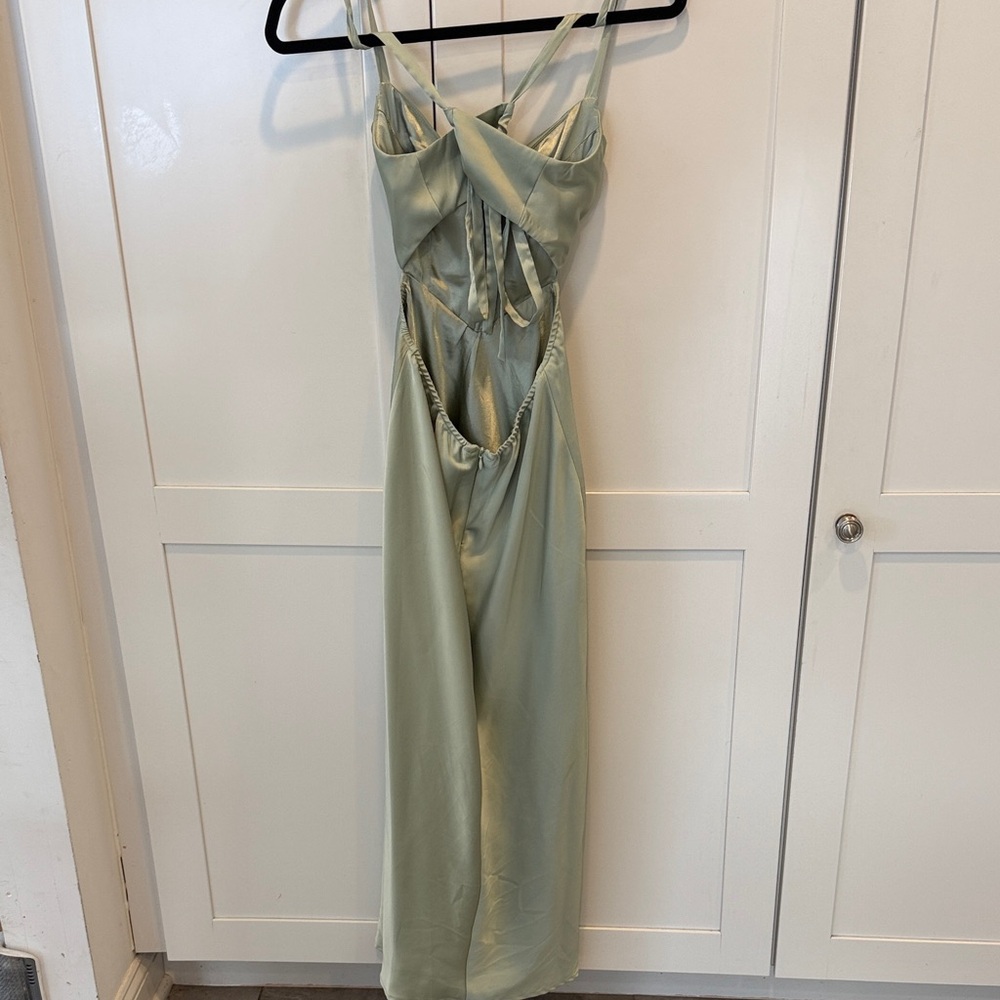 Lulu's Mint Green Strapless Cutout Slip Dress - Picture 4 of 6